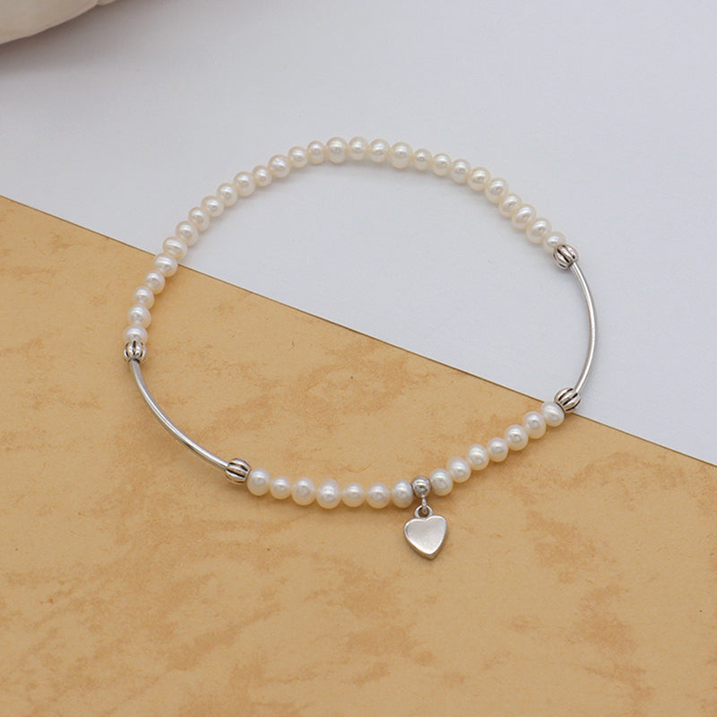 Trendy Bracelet High Quality Natural Fresh Water Pearl 925 Sterling Silver Bracelets Beaded Bracelet