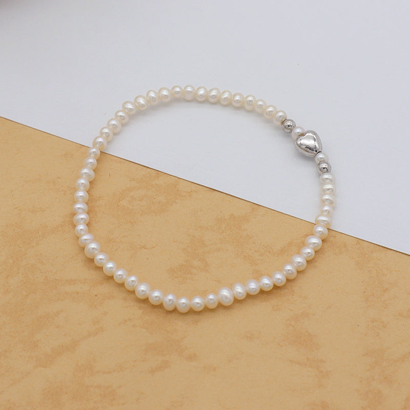Trendy Bracelet High Quality Natural Fresh Water Pearl 925 Sterling Silver Bracelets Beaded Bracelet