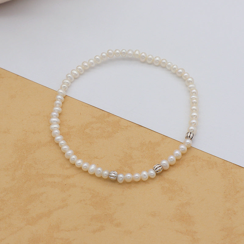 Trendy Bracelet High Quality Natural Fresh Water Pearl 925 Sterling Silver Bracelets Beaded Bracelet