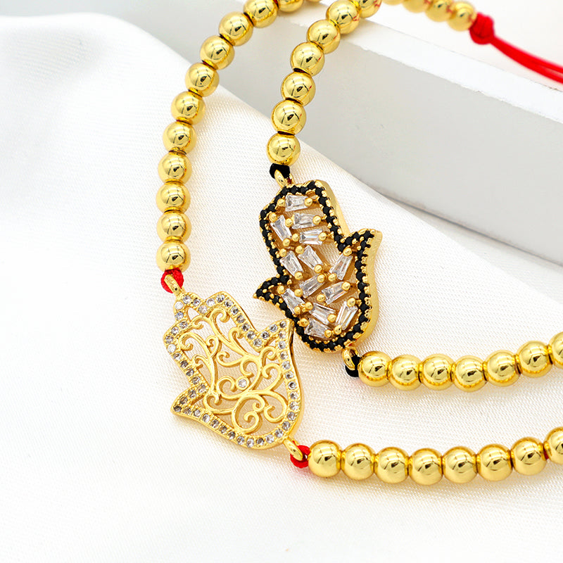 Trendy Women Jewelry Evils Eye Charm Bracelet Bangle 18k Gold Plated Beaded Evils Eye Jewelry