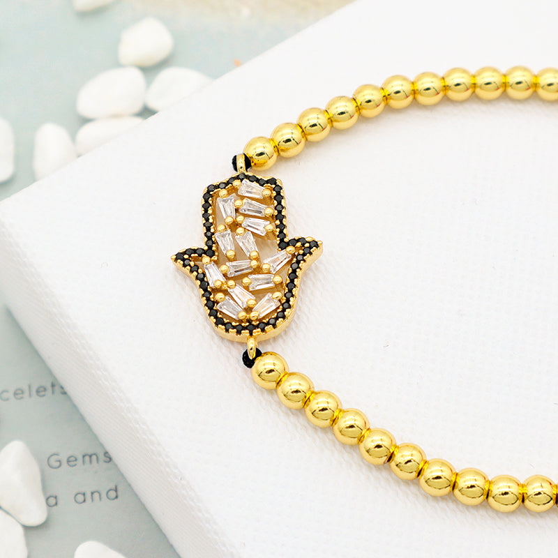 Trendy Women Jewelry Evils Eye Charm Bracelet Bangle 18k Gold Plated Beaded Evils Eye Jewelry