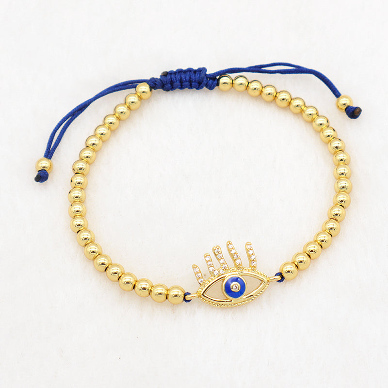 Trendy Women Jewelry Evils Eye Charm Bracelet Bangle 18k Gold Plated Beaded Evils Eye Jewelry