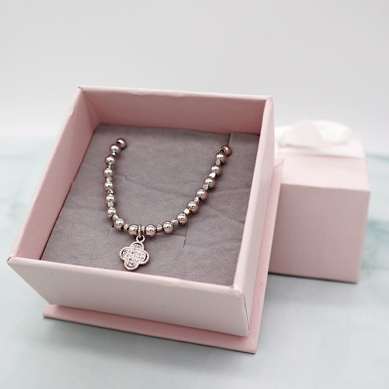 China Factory Manufacture Wholesale OEM Custom Beads Flower CZ 925 Sterling Silver Bracelet