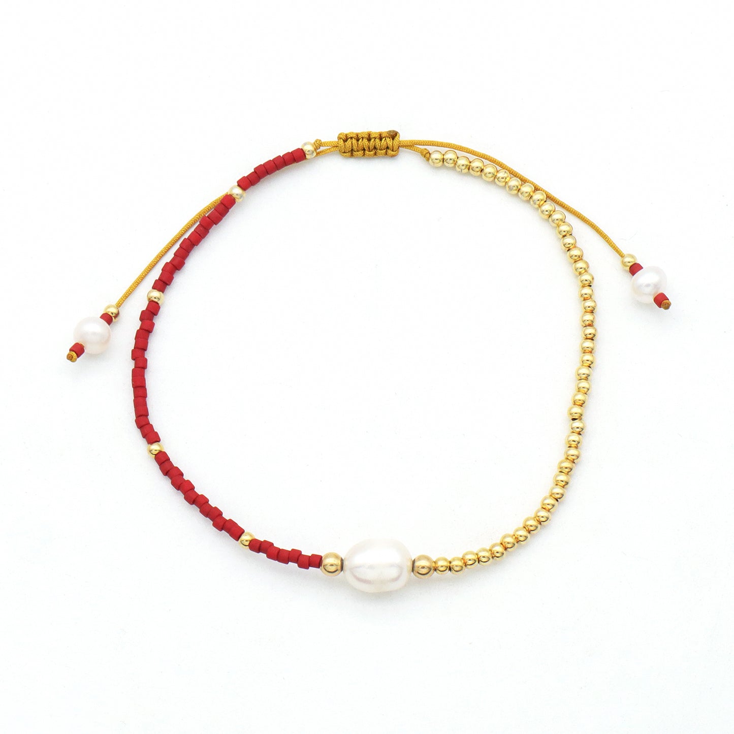 Elegant Handmade Women Fresh Water Pearl Gold Plated 925 Sterling Silver Beads Natural Stone Beads Jewelry Adjustable Miyuki Beaded Bracelet