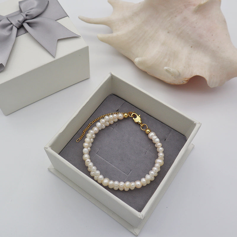 Handmade woman brass beads real fresh water pearl jewelry with brass beads bracelet