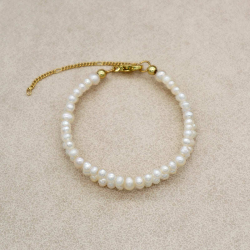 Handmade woman brass beads real fresh water pearl jewelry with brass beads bracelet