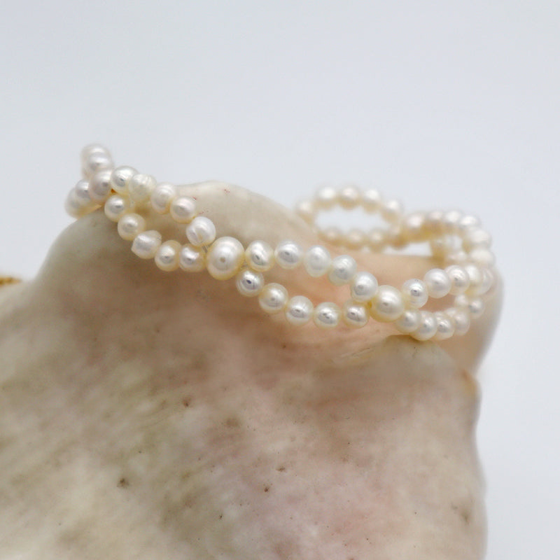 Handmade woman brass beads real fresh water pearl jewelry with brass beads bracelet