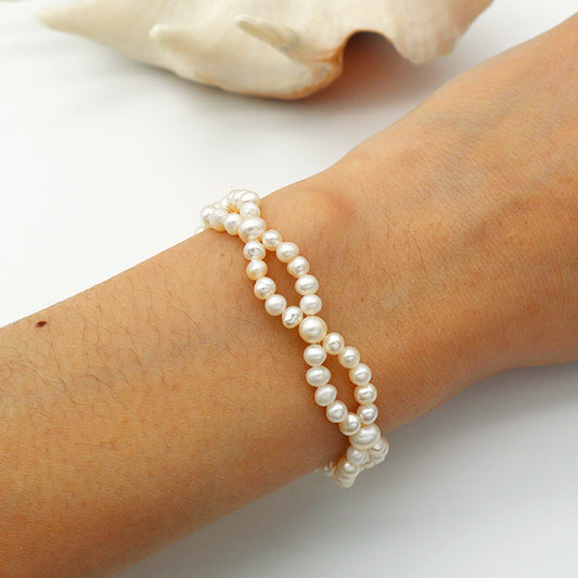 Handmade woman brass beads real fresh water pearl jewelry with brass beads bracelet