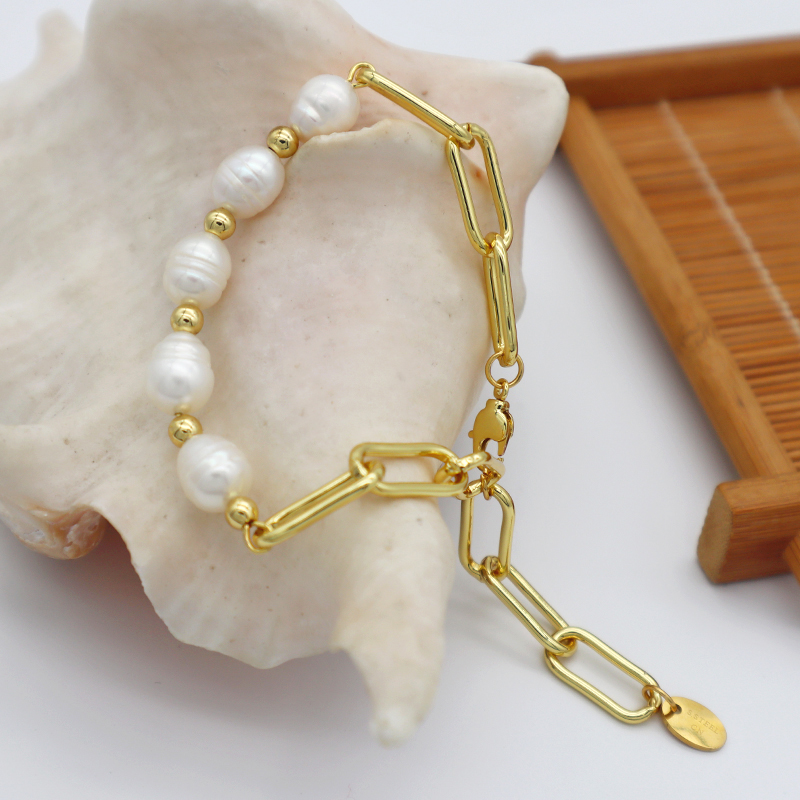 6mm fresh water pearl woman adjust gold plated cubic zirconia jewelry set glass rope evil eyes bracelet