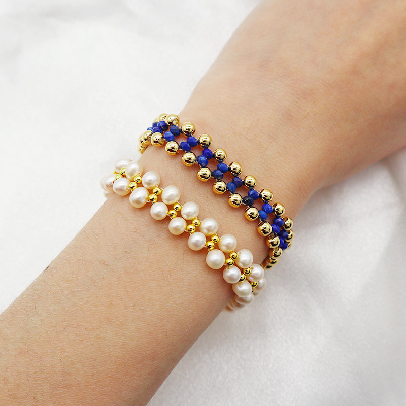 new arrival round bead manufacturer sale new design brass beads small round white fresh water pearl bracelet