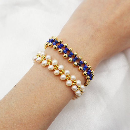 new arrival round bead manufacturer sale new design brass beads small round white fresh water pearl bracelet