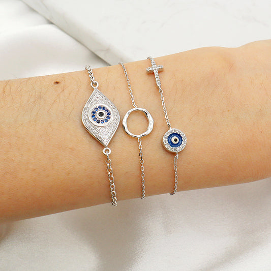 Good Quality Wholesale Trendy Woman Jewelry Bracelet 925 Sterling Silver Evil Eyes Bracelet