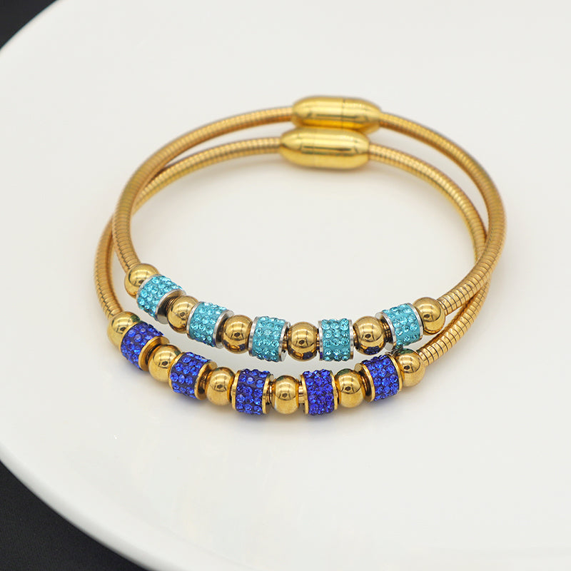 High quality fashion jewelry 18K kids girls women trendy glod plated stainless steel charm bracelet bangle