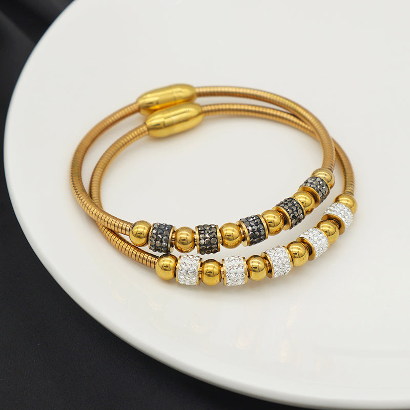 High quality fashion jewelry 18K kids girls women trendy glod plated stainless steel charm bracelet bangle