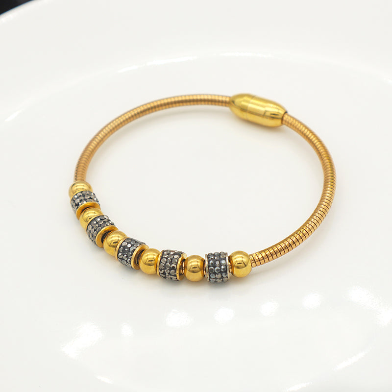 High quality fashion jewelry 18K kids girls women trendy glod plated stainless steel charm bracelet bangle