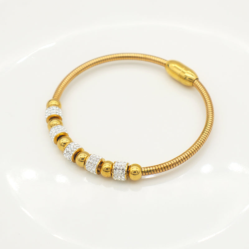 High quality fashion jewelry 18K kids girls women trendy glod plated stainless steel charm bracelet bangle