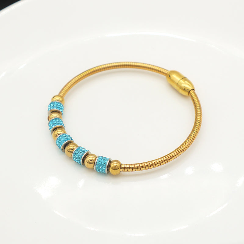 High quality fashion jewelry 18K kids girls women trendy glod plated stainless steel charm bracelet bangle