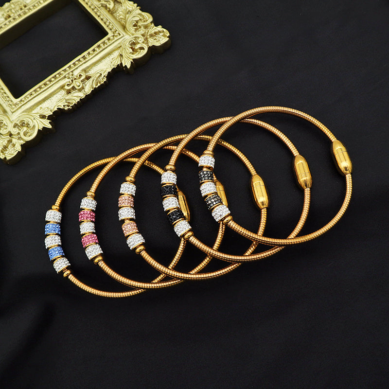 Wholesales Fashion Jewelry 18k Gold Plated Stainless Steel Designer Charms Bracelets Bangle