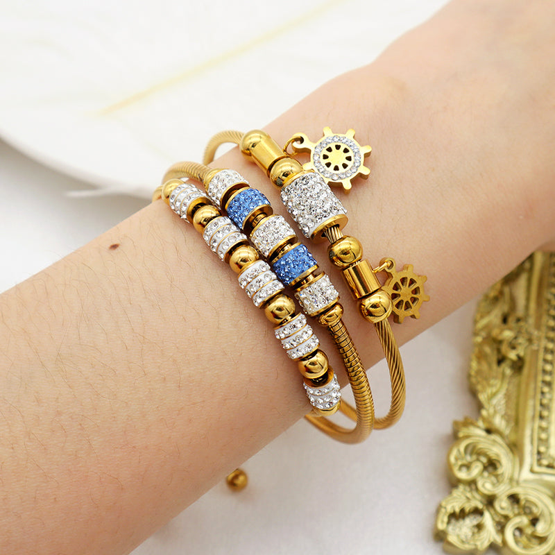 Trendy Jewelry 18K Gold Plated Stainless Steel Bracelet Charm Bracelets