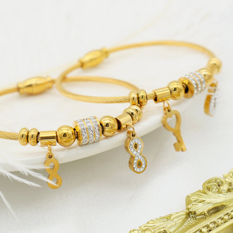 Trendy Jewelry 18K Gold Plated Stainless Steel Bracelet Charm Bracelets