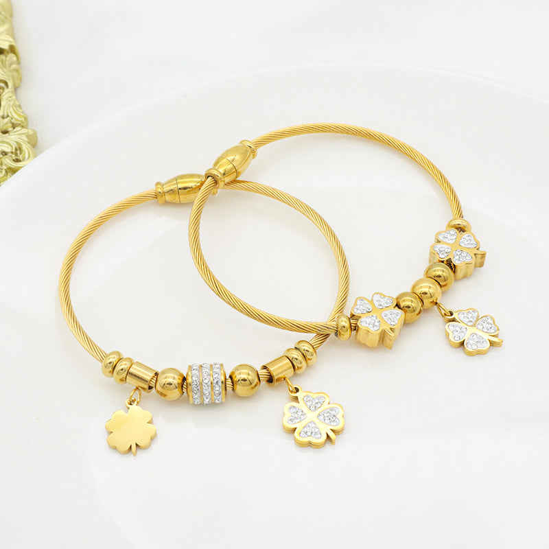 Trendy Jewelry 18K Gold Plated Stainless Steel Bracelet Charm Bracelets