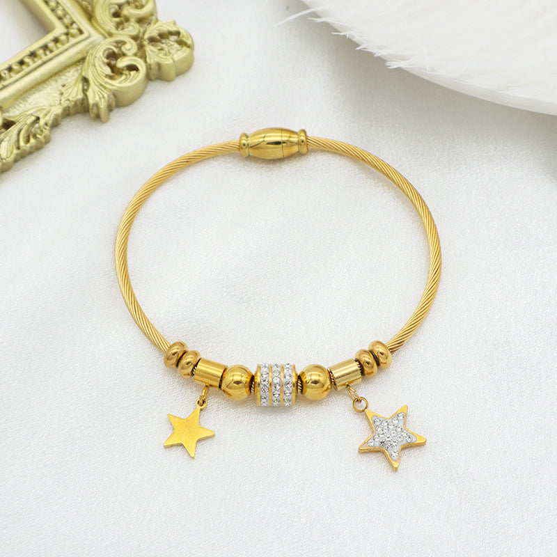 Trendy Jewelry 18K Gold Plated Stainless Steel Bracelet Charm Bracelets