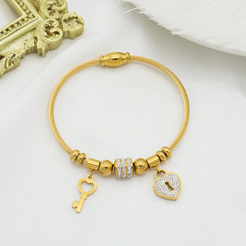 Trendy Jewelry 18K Gold Plated Stainless Steel Bracelet Charm Bracelets