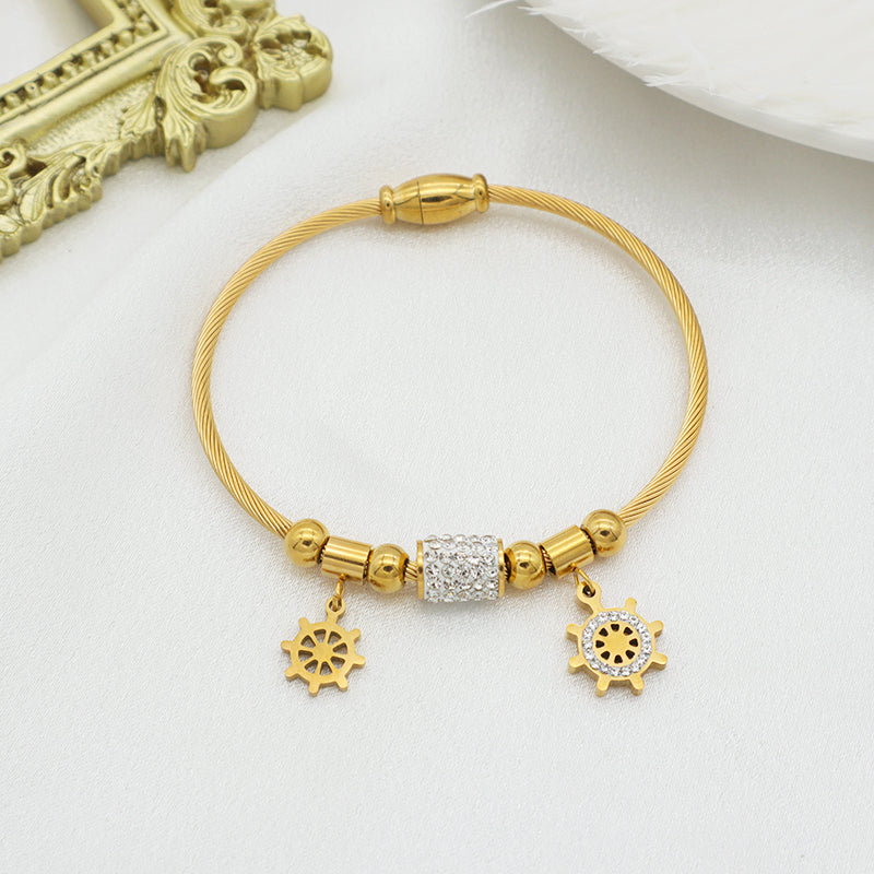 Trendy Jewelry 18K Gold Plated Stainless Steel Bracelet Charm Bracelets