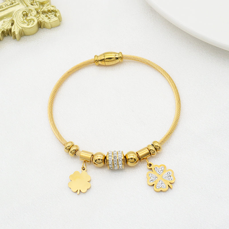 Trendy Jewelry 18K Gold Plated Stainless Steel Bracelet Charm Bracelets