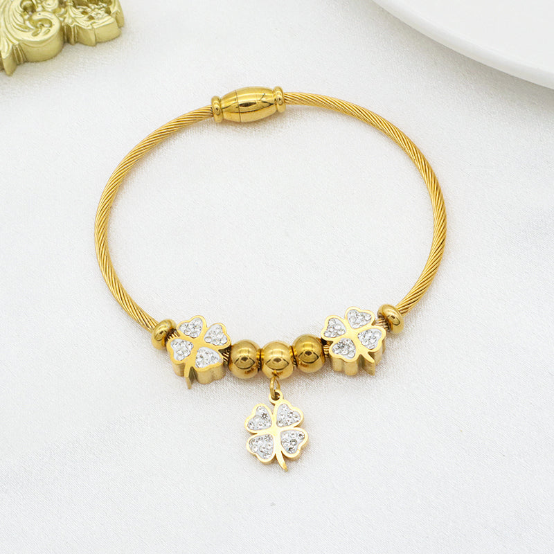 Trendy Jewelry 18K Gold Plated Stainless Steel Bracelet Charm Bracelets