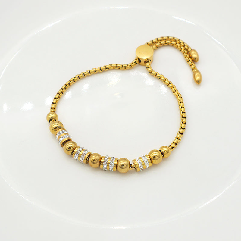 Trendy High Quality Ladies Stainless Steel Gold Plated Charms Pandora Bracelets