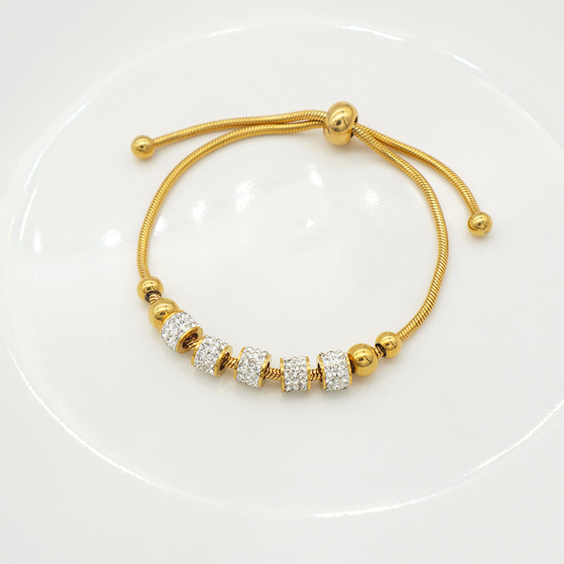 Trendy High Quality Ladies Stainless Steel Gold Plated Charms Pandora Bracelets