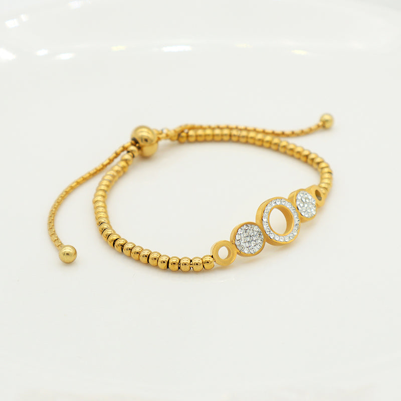 Trendy High Quality Ladies Stainless Steel Gold Plated Charms Pandora Bracelets