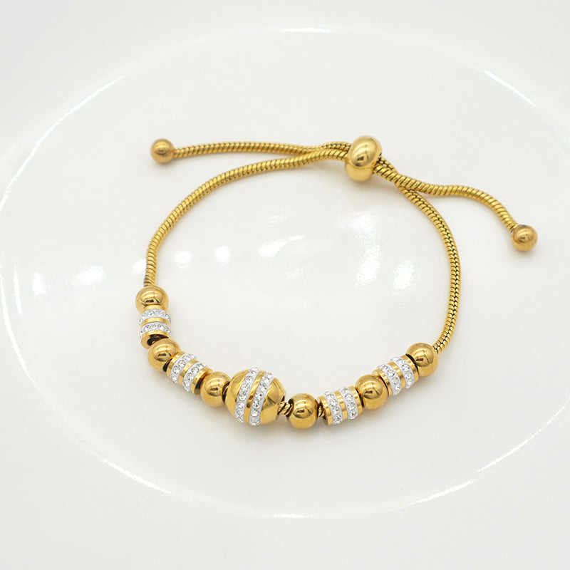 Trendy High Quality Ladies Stainless Steel Gold Plated Charms Pandora Bracelets