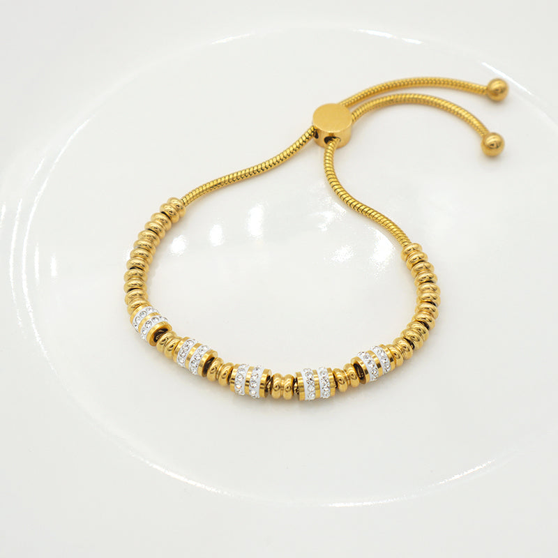 Trendy High Quality Ladies Stainless Steel Gold Plated Charms Pandora Bracelets
