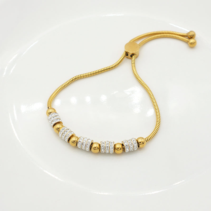Trendy High Quality Ladies Stainless Steel Gold Plated Charms Pandora Bracelets