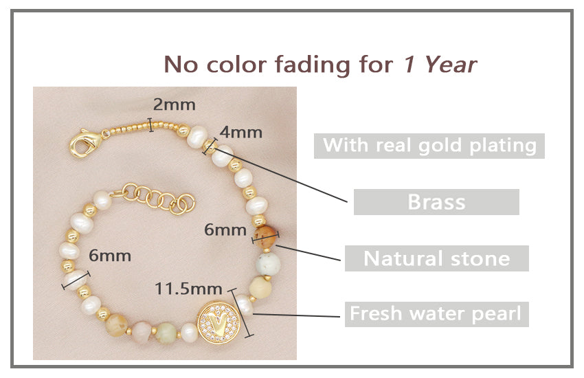 Custom Gold Plated Beaded Nature Stone Bracelets Jewelry Adjustable Handmade Fresh Water Pearl Bracelet