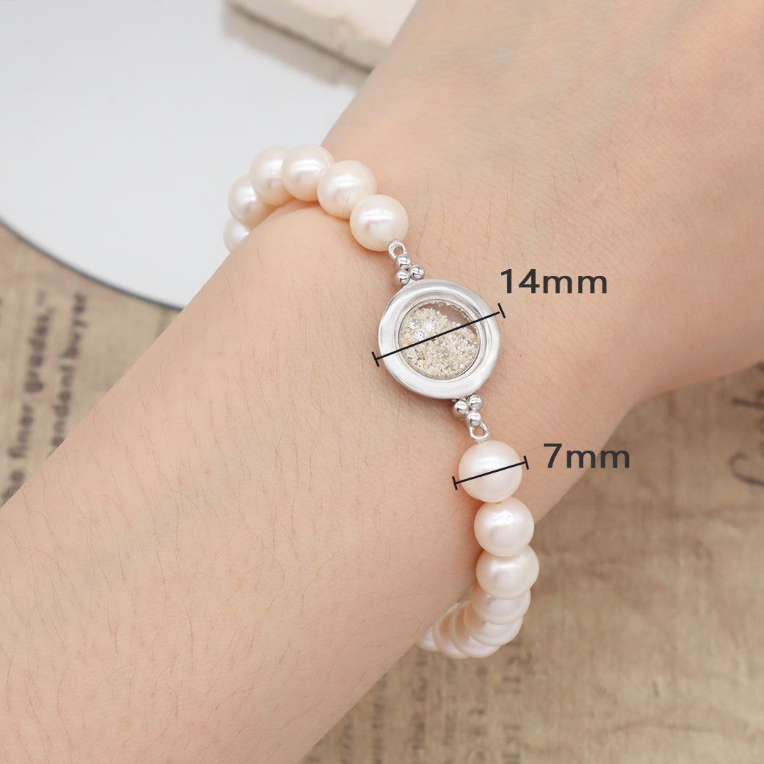Wholesale Manufacture China Factory Custom Glass Mirror Sand CZ Round 925 Sterling Silver Charm Fresh Water Pearl Beads Bracelet