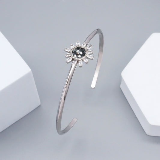 New Arrival Fashion Manufacture Wholesale China Factory Custom Open Adjustable Round Glass Mirror CZ Charm 925 Sterling Silver Bangle Bracelet For Women Gift