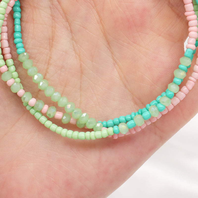 Fashion Bohemian Style Women Jewelry Gift Colorful Glass Beads Three Layer Adjustable Handmade 3mm Seed Beaded Macrame Bracelet