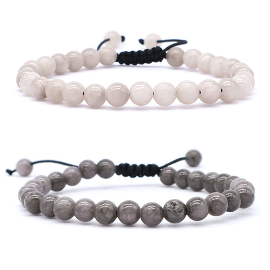 New Bulk Sale Custom Fashion Friendship Women Man Handmade 6mm Colorful Jade Beads Adjustable Woven Braided Cord Macrame Bracelet