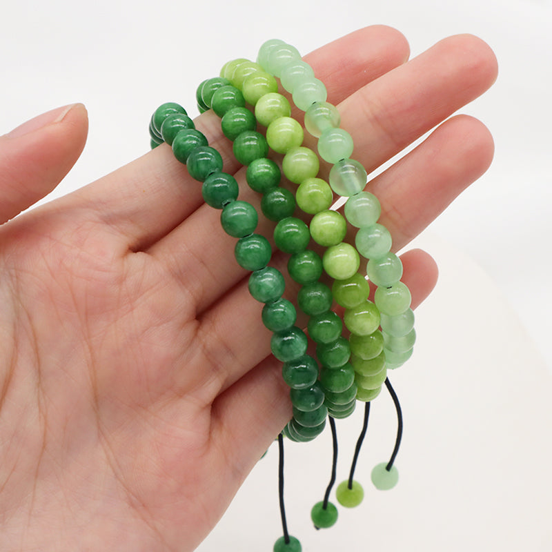 Custom Fashionable Woven Braided Friendship Macrame Handmade Adjustable 6mm Natural Colorful Jade Beads Bracelet For Women Man