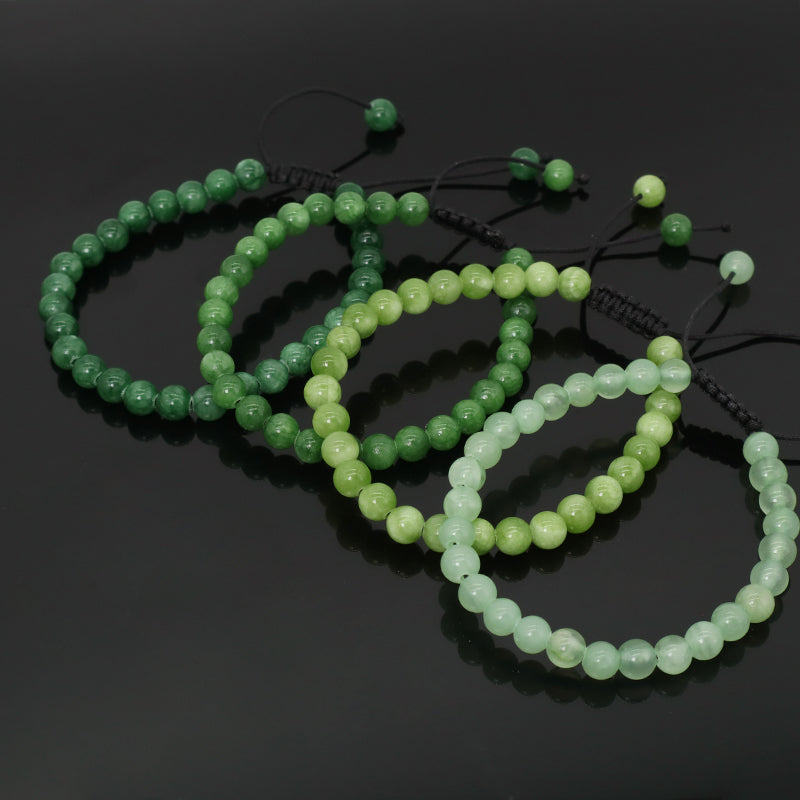 Custom Fashionable Woven Braided Friendship Macrame Handmade Adjustable 6mm Natural Colorful Jade Beads Bracelet For Women Man