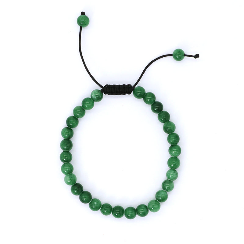 Custom Fashionable Woven Braided Friendship Macrame Handmade Adjustable 6mm Natural Colorful Jade Beads Bracelet For Women Man