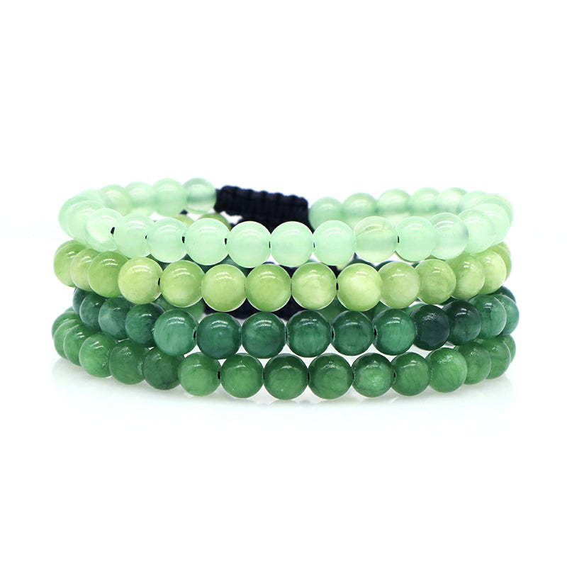Custom Fashionable Woven Braided Friendship Macrame Handmade Adjustable 6mm Natural Colorful Jade Beads Bracelet For Women Man