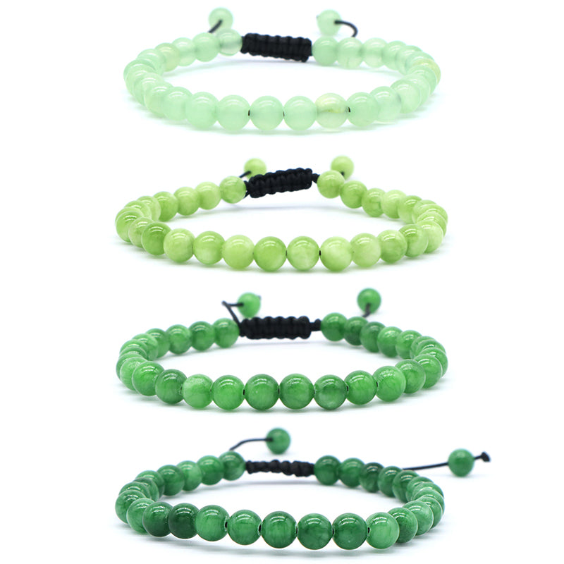 Custom Fashionable Woven Braided Friendship Macrame Handmade Adjustable 6mm Natural Colorful Jade Beads Bracelet For Women Man