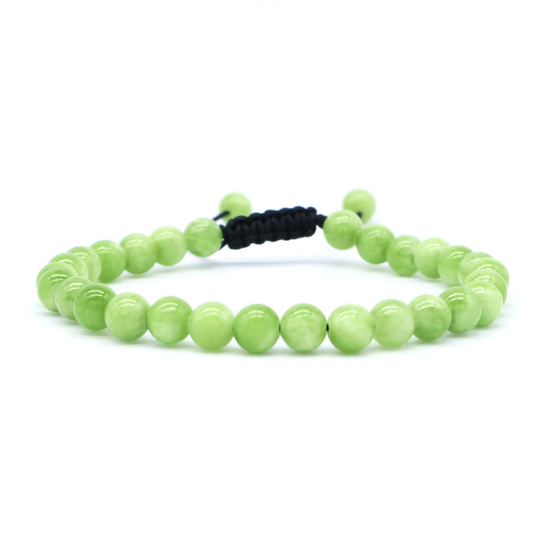 Custom Fashionable Woven Braided Friendship Macrame Handmade Adjustable 6mm Natural Colorful Jade Beads Bracelet For Women Man