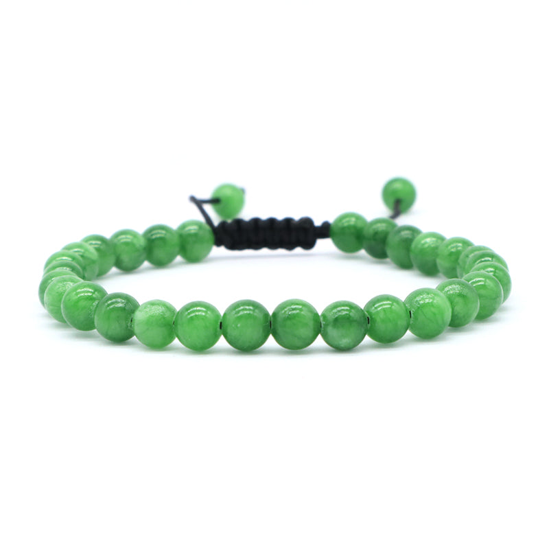Custom Fashionable Woven Braided Friendship Macrame Handmade Adjustable 6mm Natural Colorful Jade Beads Bracelet For Women Man