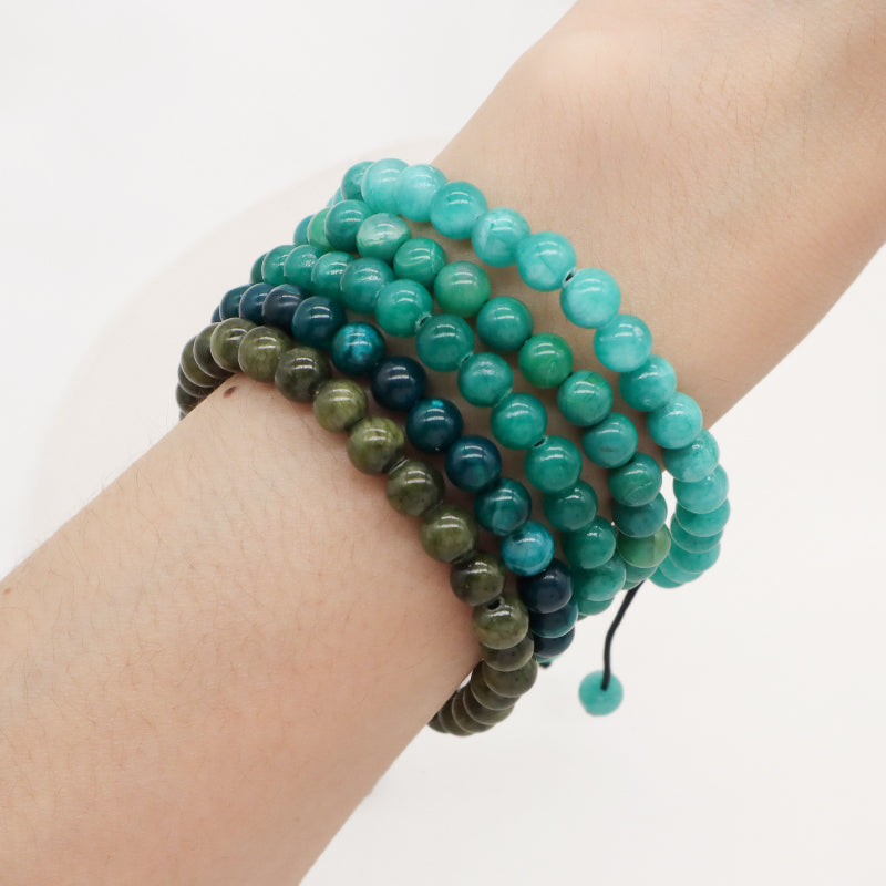 6mm Natural Colorful Jade Beads Jewelry Custom Fashion Handmade Adjustable Woven Braided Friendship Macrame Bracelet Women Men