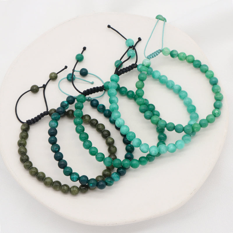 6mm Natural Colorful Jade Beads Jewelry Custom Fashion Handmade Adjustable Woven Braided Friendship Macrame Bracelet Women Men